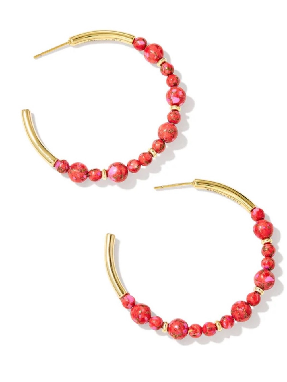 Kendra Scott Red Fushia Magnesite Beaded Hoops - Picture 6 of 9